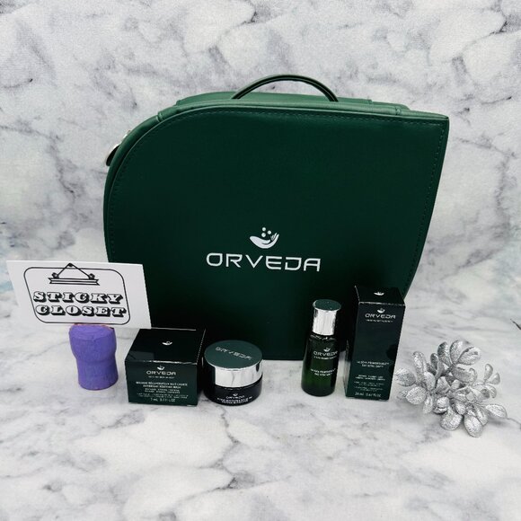 ORVEDA Skincare Set-Green PouchVital Essence & Overnight Mask 7ml-3pc-BOXED-NEW